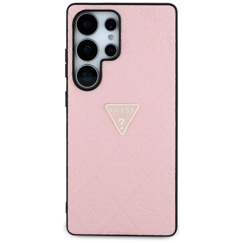 Guess Hot Stamp 4G Pattern Triangle Metal Logo - Case for Samsung Galaxy S25 Ultra (pink) 3