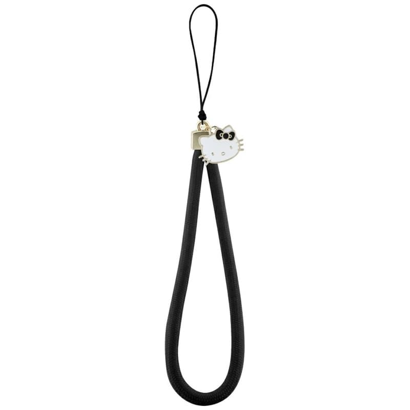 Hello Kitty Nylon Cord Kitty Head - Phone Charm (Black) 1