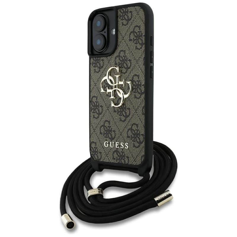 Guess 4G Big Logo Cord Strap Crossbody - Case for iPhone 16 Plus (brown) 1