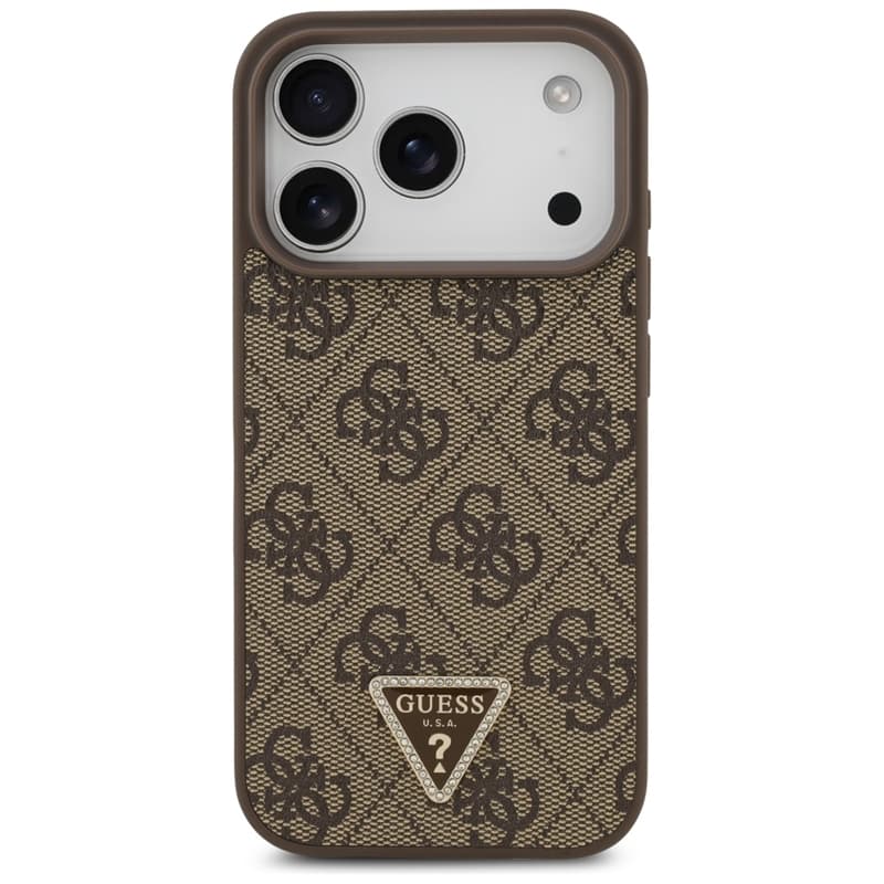Guess Leather 4G Triangle Strass MagSafe - Case iPhone 17 Pro (brown) 3