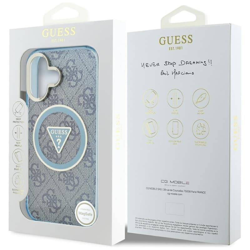 Guess IML Metal Glitter 4G Circle Triangle MagSafe - Case for iPhone 16 (blue) 8