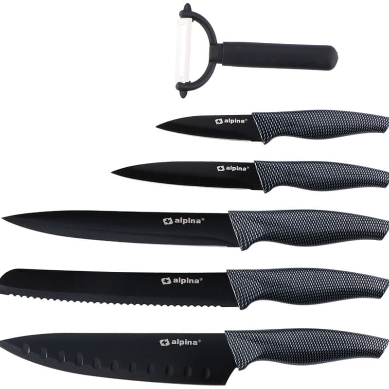 Alpina - Stainless steel INOX knife set 6 pcs. (Black) 1