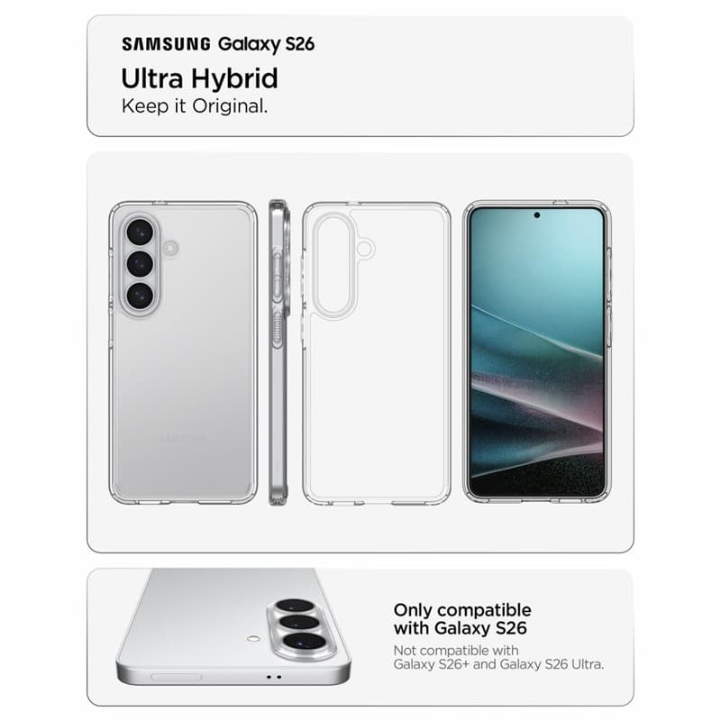 Spigen Ultra Hybrid - Case for Samsung Galaxy S26 (Crystal Clear) 6