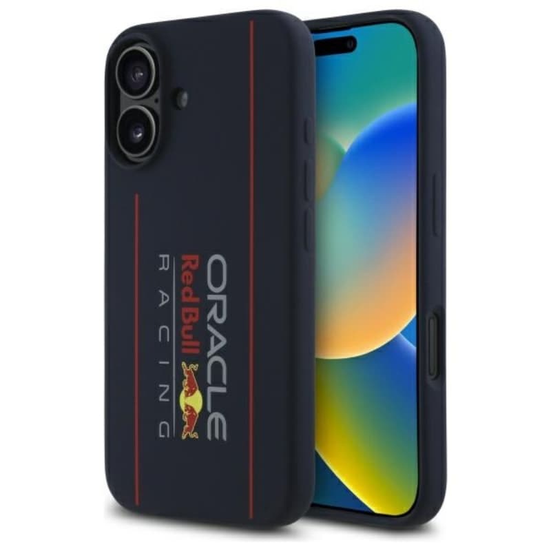 Red Bull Silicone Vertical Logo MagSafe - iPhone 16 Case (Navy Blue)