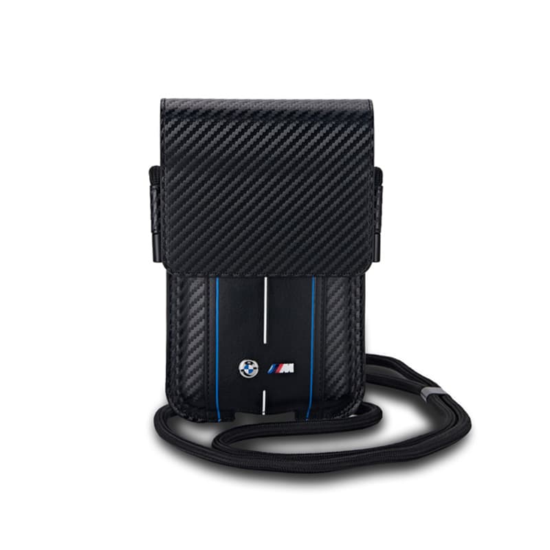 BMW Carbon Blue Stripes Wallet Bag - Phone case (black) 1