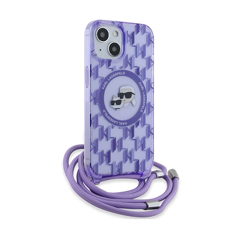 Karl Lagerfeld IML Crossbody Monogram Karl & Choupette Head MagSafe - Case for iPhone 15 / 14 / 13 (Purple) 3