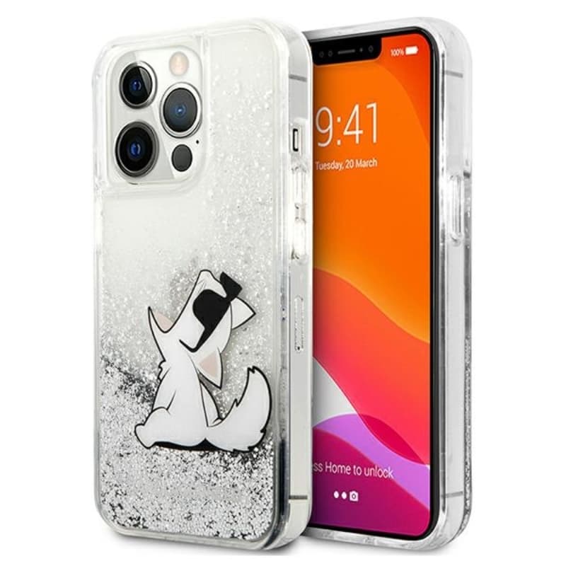 Karl Lagerfeld Liquid Glitter Choupette Fun - Case for iPhone 13 Pro Max (Silver) 1