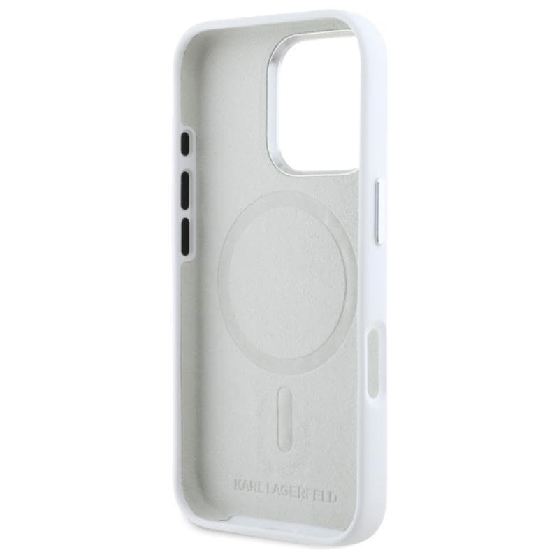 Karl Lagerfeld Silicone Shadow Metal Initial MagSafe - Case for iPhone 16 Pro Max (white) 7