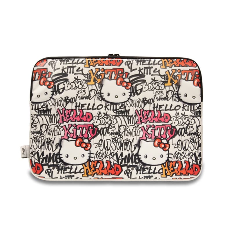 Hello Kitty Zip PU Tags Graffiti Sleeve - Notebook case 13" / 14" (beige) 3