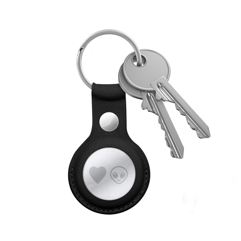 Crong Leather Case with Key Ring – Protective leather case with key ring for Apple AirTag 1/2 (black) 3