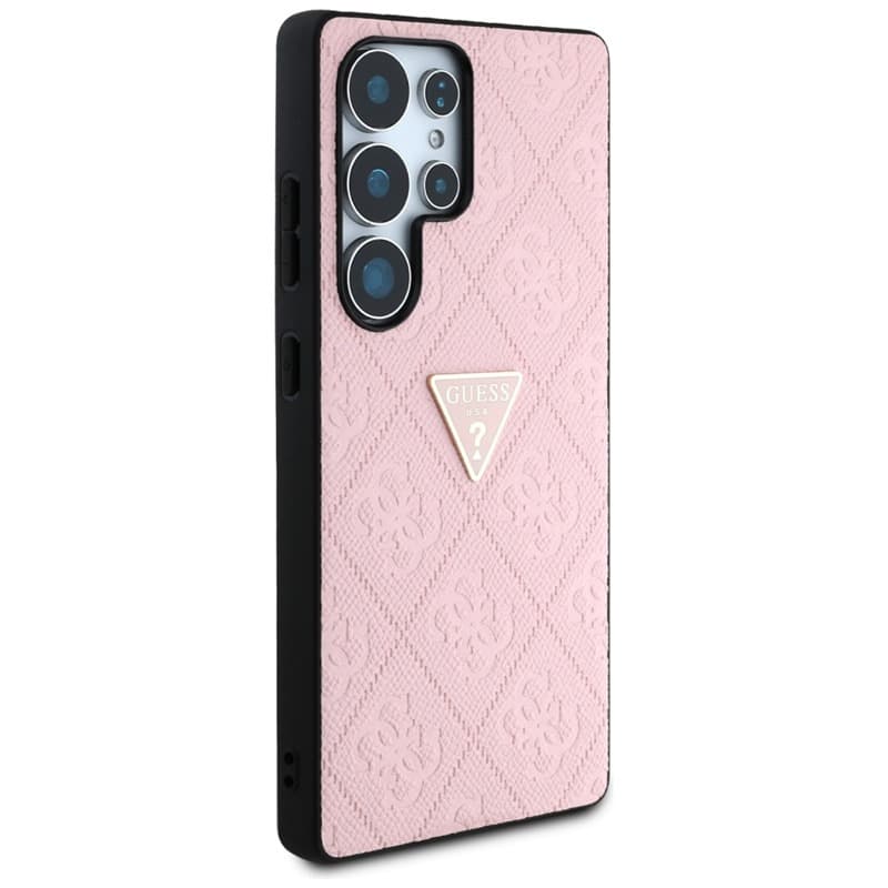Guess Hot Stamp 4G Pattern Triangle Metal Logo - Case for Samsung Galaxy S25 Ultra (pink) 4