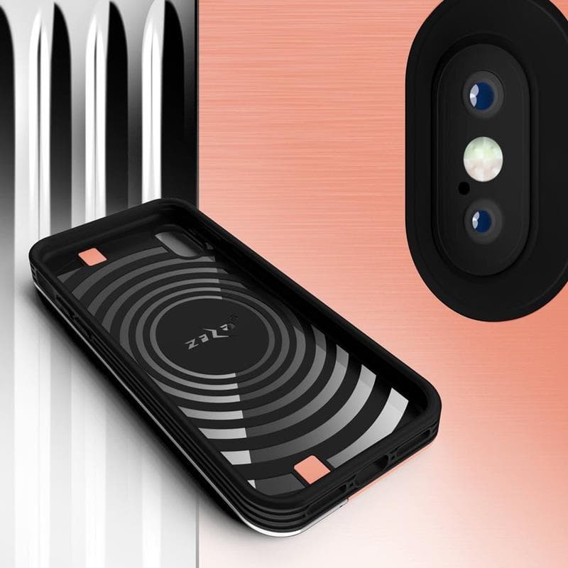Zizo Retro Series - Wallet Back with Magnetic Closure and Built-In Kickstand for iPhone Xs / X (Peach/Silver) 8