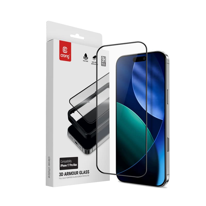 Crong 3D Armor Glass - Tempered glass iPhone 17 Pro Max + installation frame