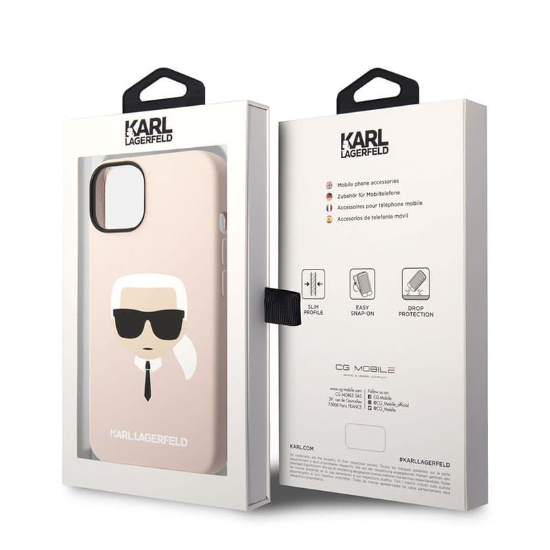 Karl Lagerfeld Silicone Ikonik Karl's Head MagSafe - Case for iPhone 14 Plus (Pink) 6