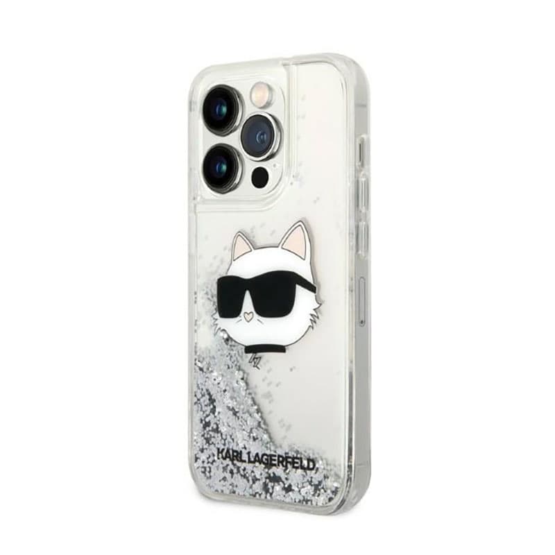Karl Lagerfeld Liquid Glitter NFT Choupette Head - Case for iPhone 14 Pro Max (Silver) 2
