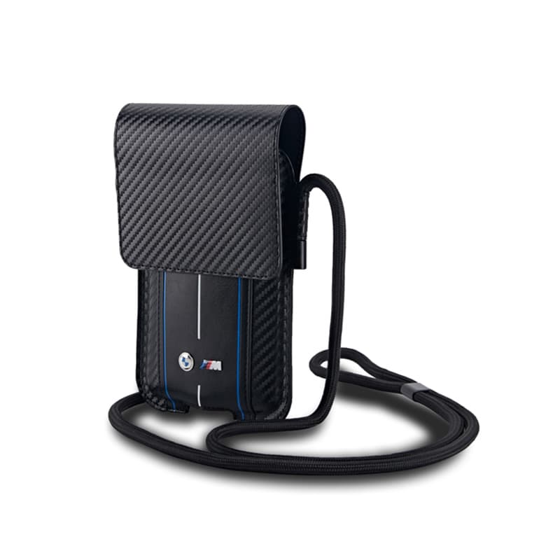 BMW Carbon Blue Stripes Wallet Bag - Phone case (black) 2
