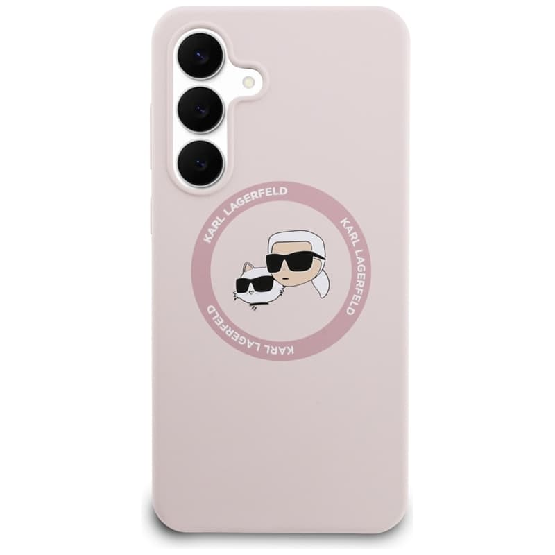 Karl Lagerfeld Silicone Karl & Choupette Heads MagSafe – Case Samsung Galaxy S25 FE (pink) 3