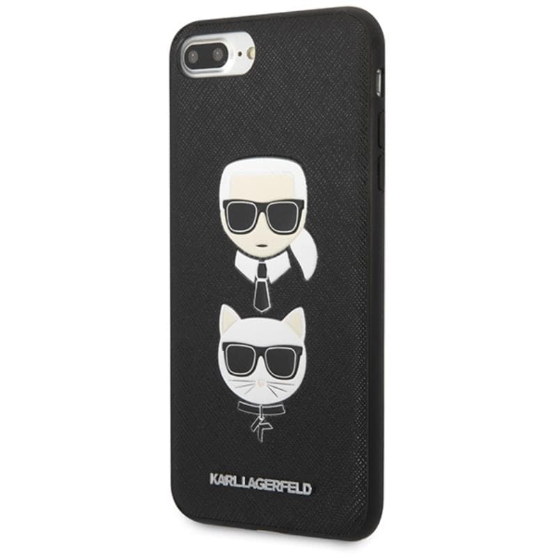 Karl Lagerfeld Saffiano Karl & Choupette Heads - Case for iPhone 8 Plus / 7 Plus (Black) 2