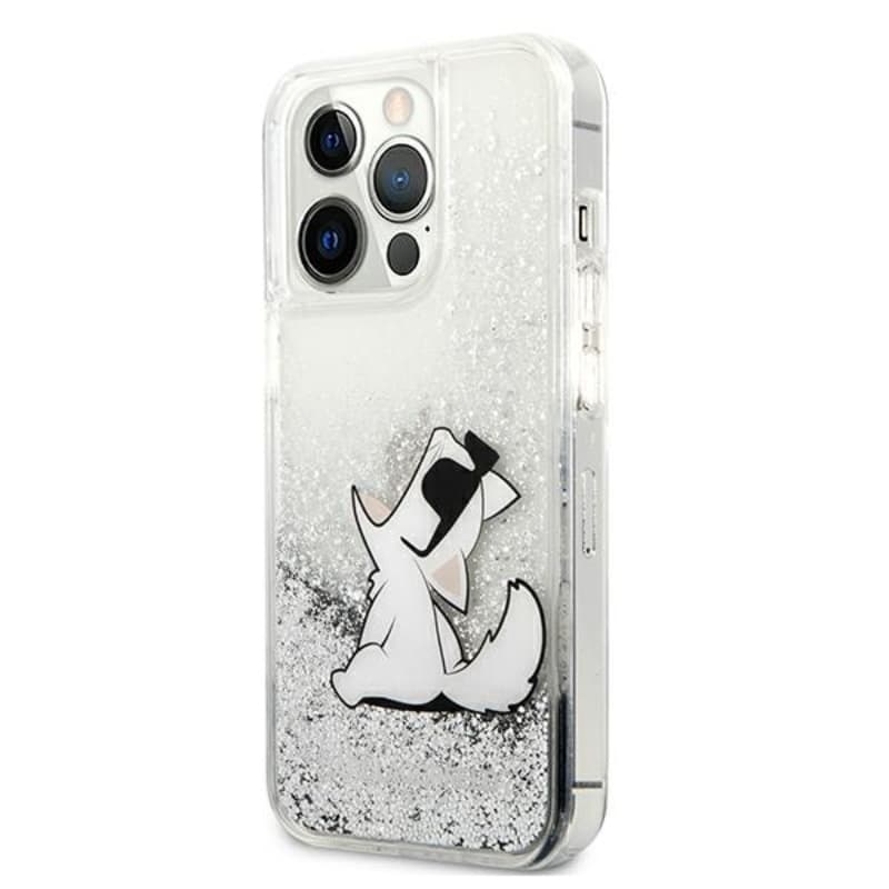 Karl Lagerfeld Liquid Glitter Choupette Fun - Case for iPhone 13 Pro Max (Silver) 2