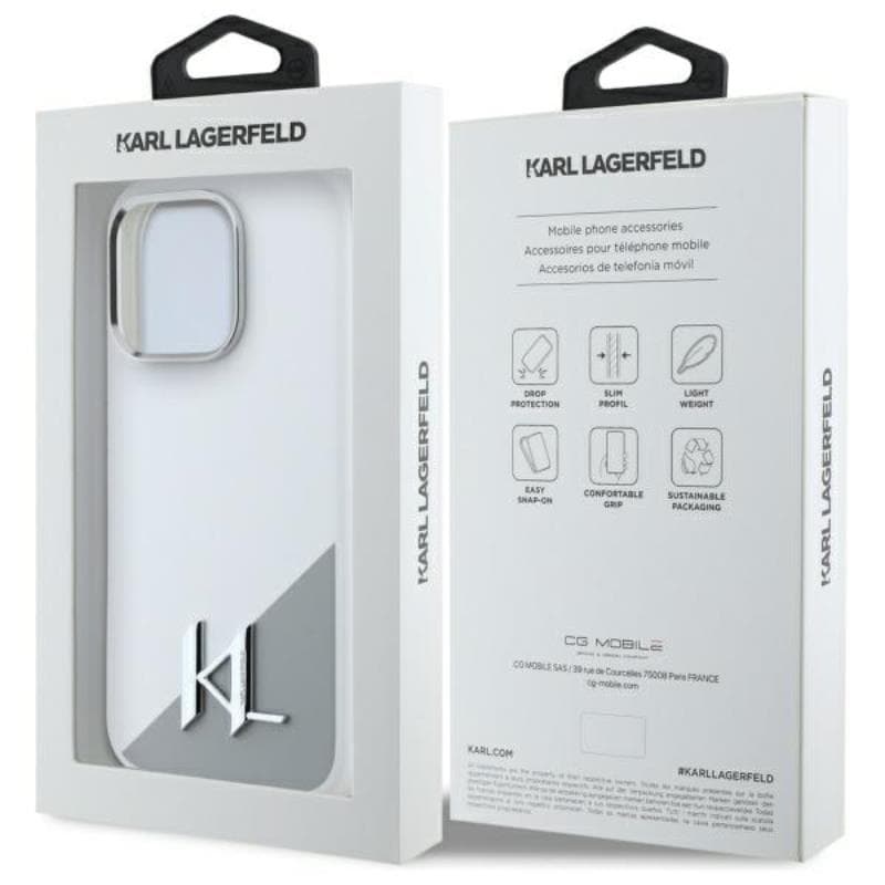 Karl Lagerfeld Silicone Shadow Metal Initial MagSafe - Case for iPhone 16 Pro Max (white) 8