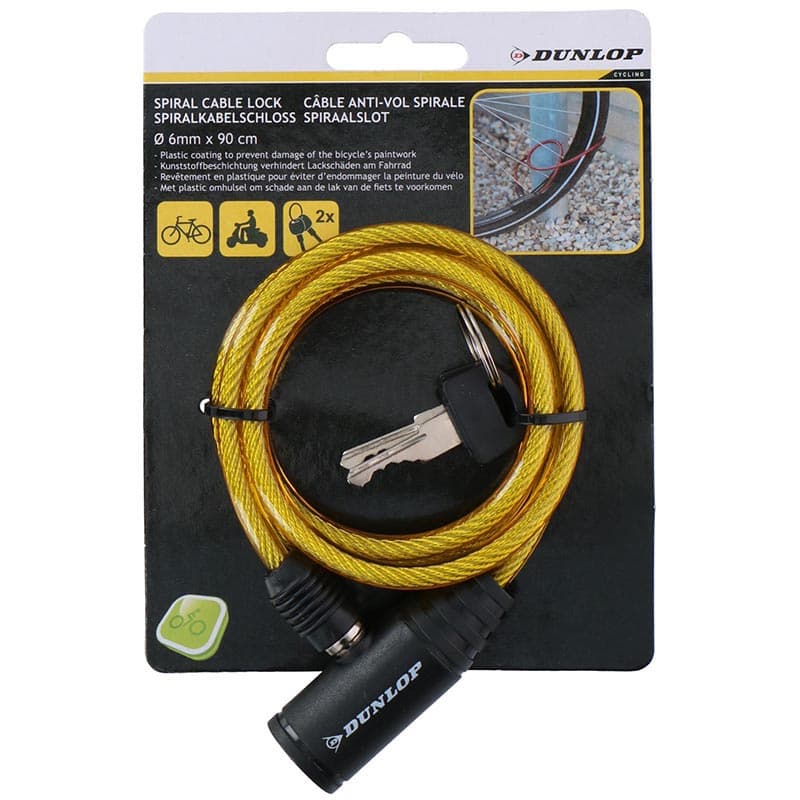 Dunlop - Keyed spiral bike lock (Yellow) 2