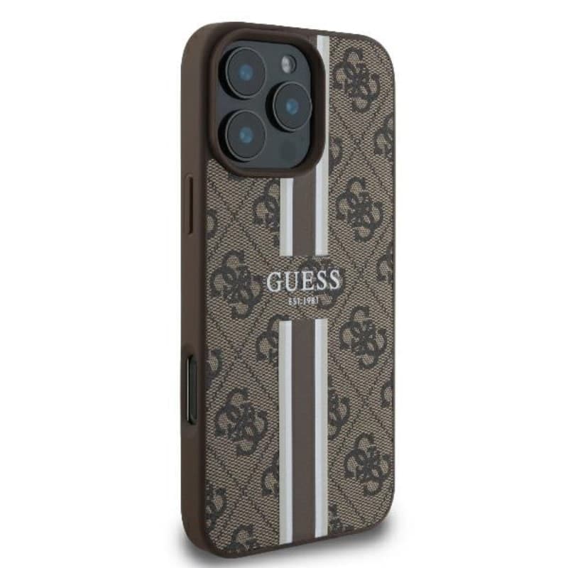 Guess 4G Printed Stripes MagSafe - Case for iPhone 16 Pro (brown) 4