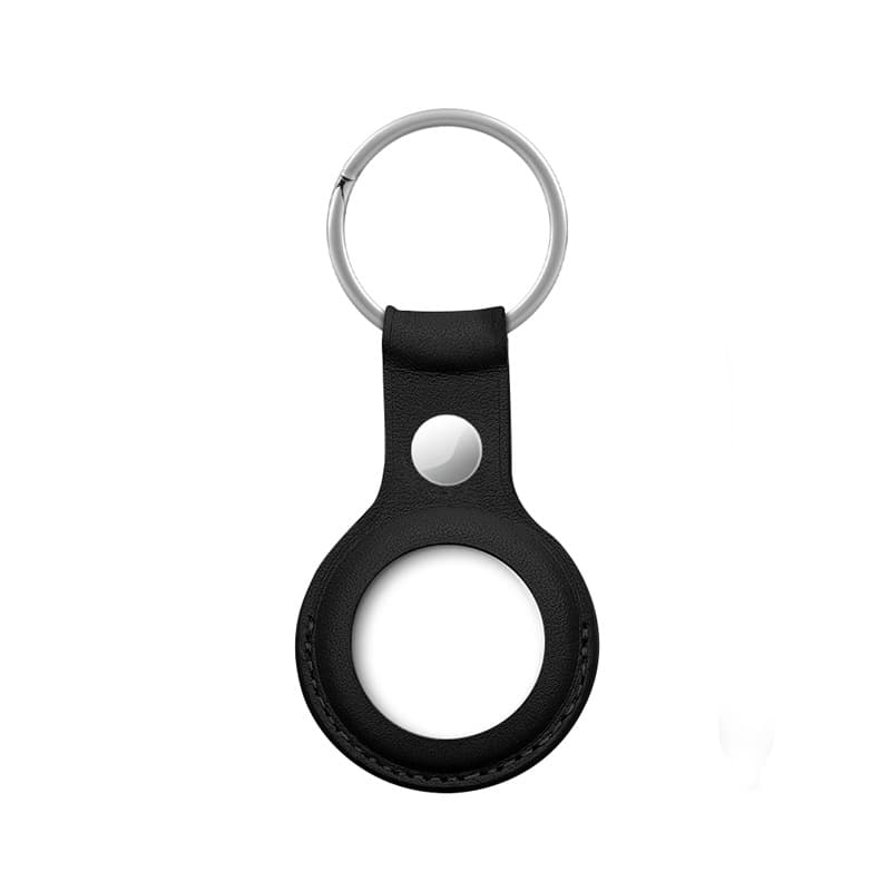 Crong Leather Case with Key Ring – Protective leather case with key ring for Apple AirTag 1/2 (black) 4