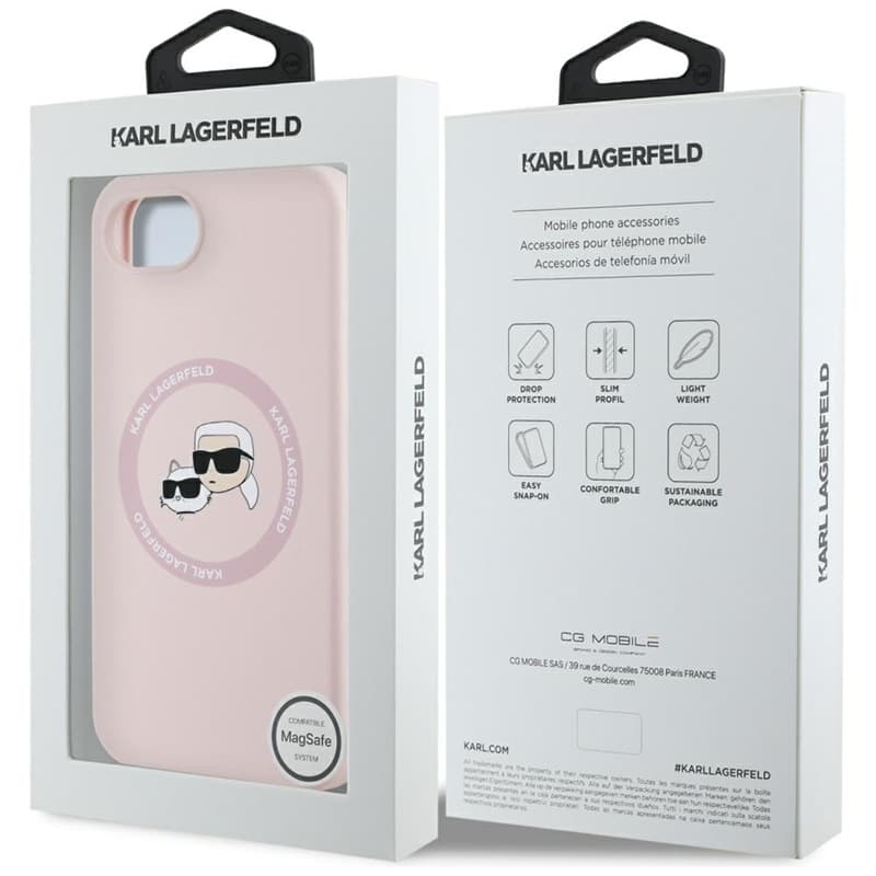 Karl Lagerfeld Silicone Karl & Choupette Heads MagSafe - Case for iPhone 16e (pink) 8