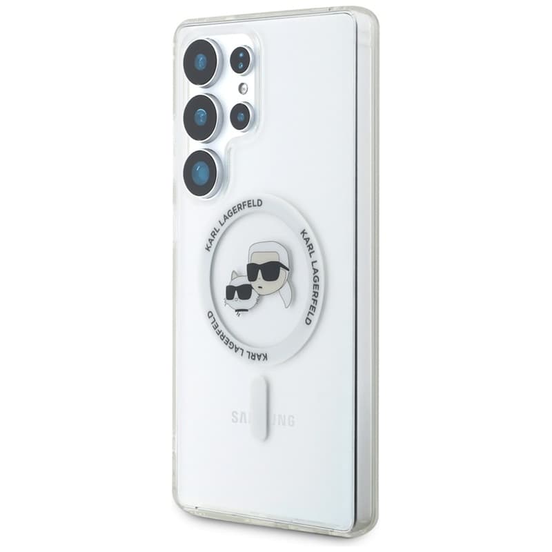 Karl Lagerfeld Button Karl & Choupette Heads Printed Logo MagSafe - Case for Samsung Galaxy S25 Ultra (White) 2
