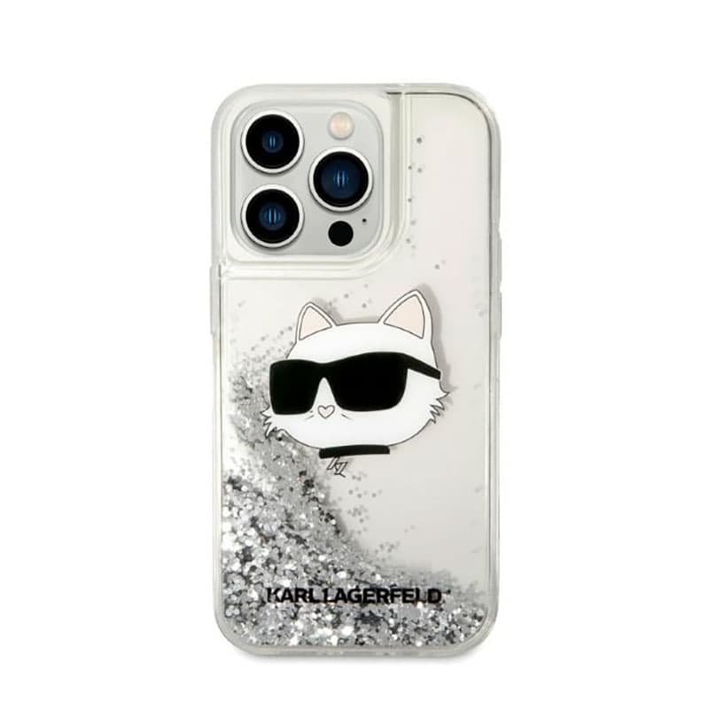 Karl Lagerfeld Liquid Glitter NFT Choupette Head - Case for iPhone 14 Pro Max (Silver) 3