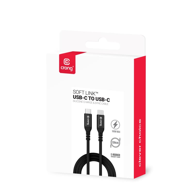 Crong Soft Link - 100W PD 5A USB-C to USB-C Cable 200cm (Black) 4
