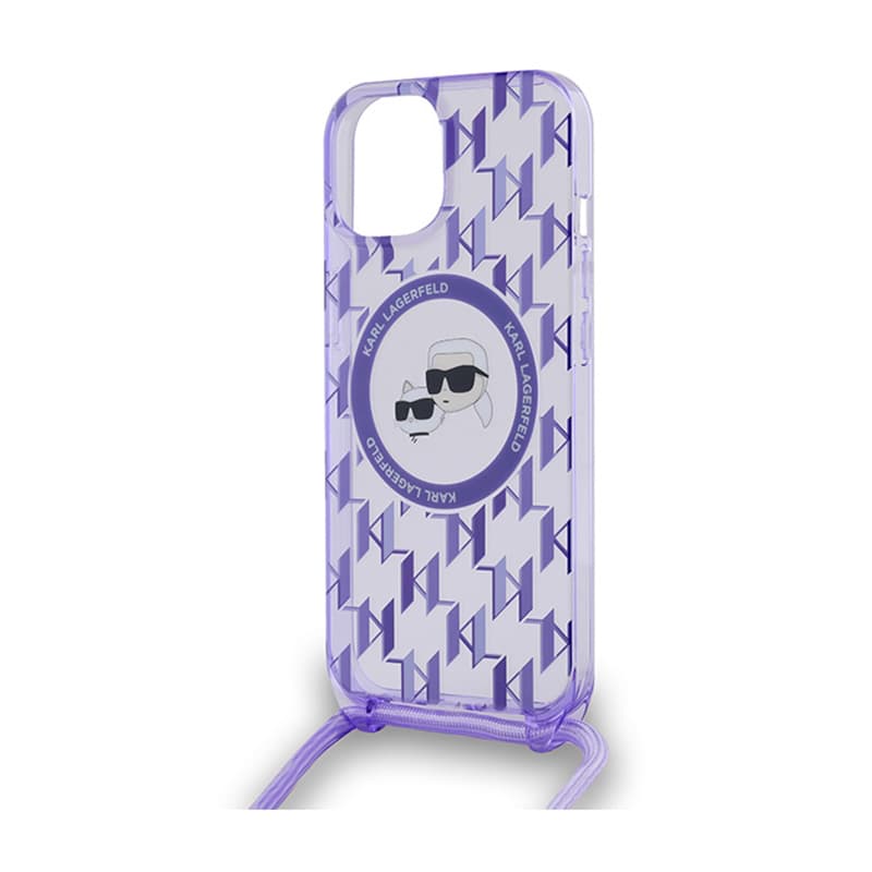 Karl Lagerfeld IML Crossbody Monogram Karl & Choupette Head MagSafe - Case for iPhone 15 / 14 / 13 (Purple) 5