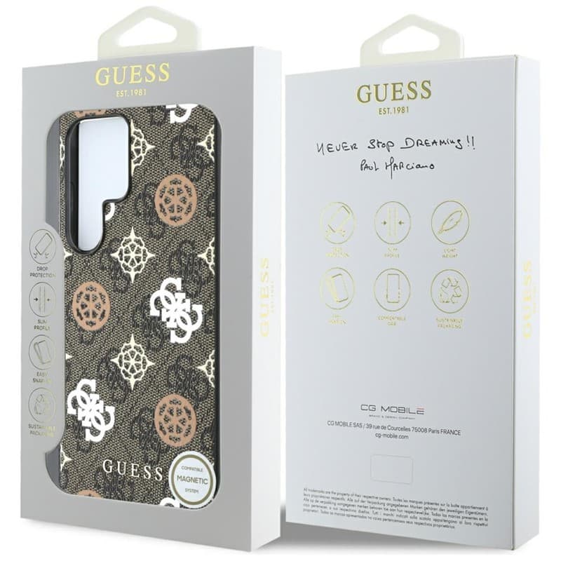 Guess 4G Printed Colored Peony Pattern MagSafe - Case for Samsung Galaxy S25 Ultra (brown) 8