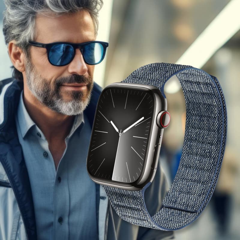 Crong Melange - Magnetic strap for Apple Watch 44/45/46/49 mm (blue melange) 8