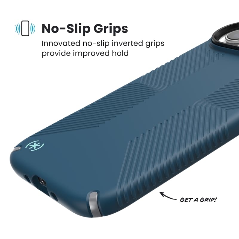 Speck Presidio2 Grip MagSafe - iPhone Air Case (Deep Sea / Silver Metallic / Spell Blue) 3