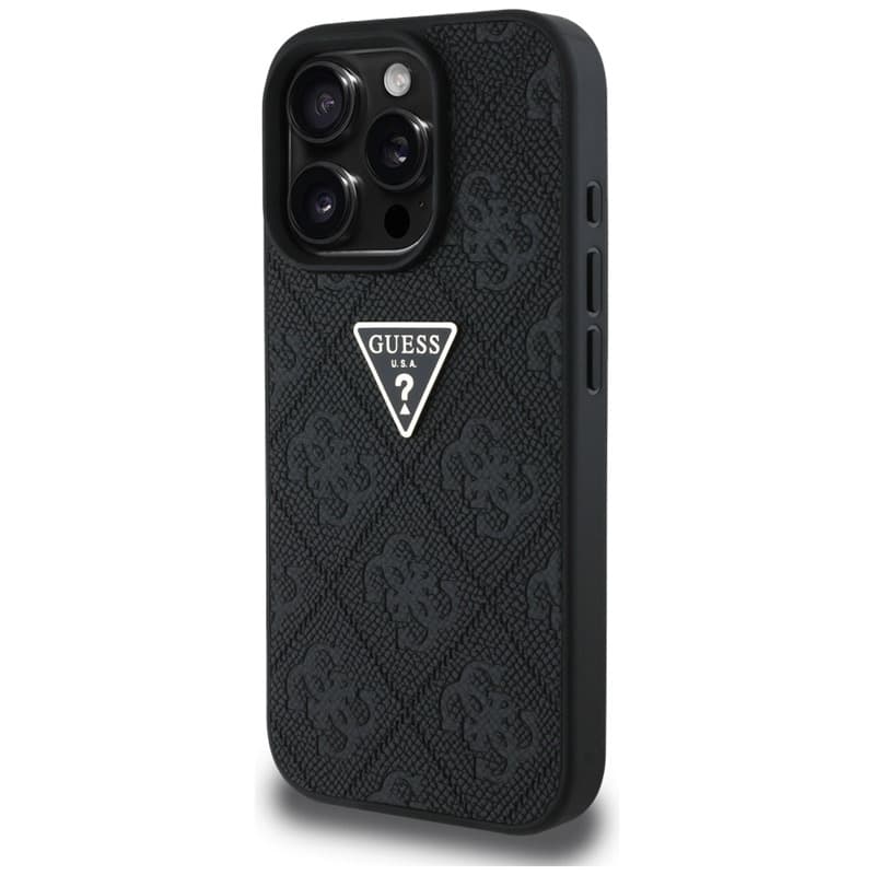Guess Hot Stamp 4G Pattern Triangle Metal Logo - Case for iPhone 16 Pro (black) 2