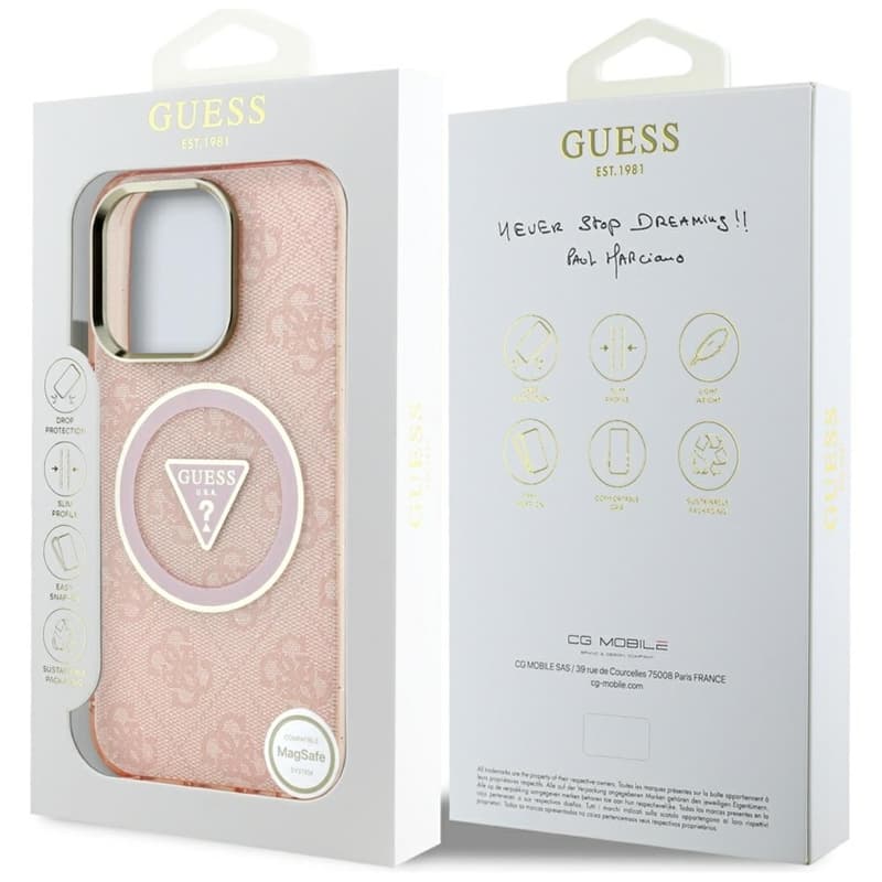 Guess IML Metal Glitter 4G Circle Triangle MagSafe - Case for iPhone 16 Pro (pink) 8