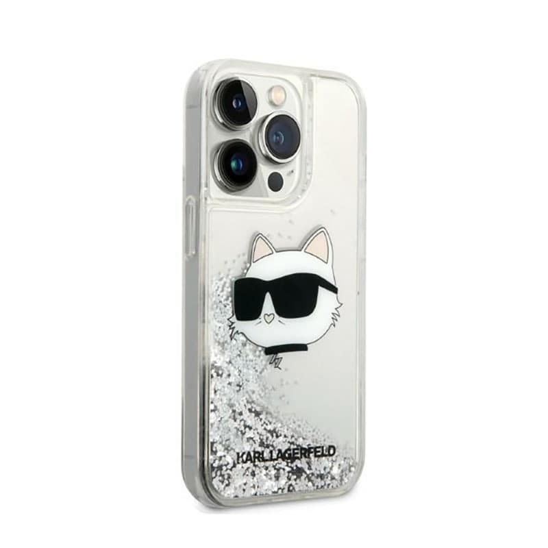 Karl Lagerfeld Liquid Glitter NFT Choupette Head - Case for iPhone 14 Pro Max (Silver) 4