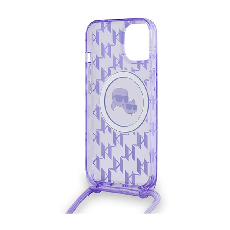 Karl Lagerfeld IML Crossbody Monogram Karl & Choupette Head MagSafe - Case for iPhone 15 / 14 / 13 (Purple) 6