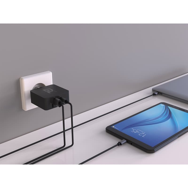 Green Cell Charger USB-C 45W PD with cable USB-C and extra USB port for Asus ZenBook, HP Spectre, HP Envy x2 and others 2