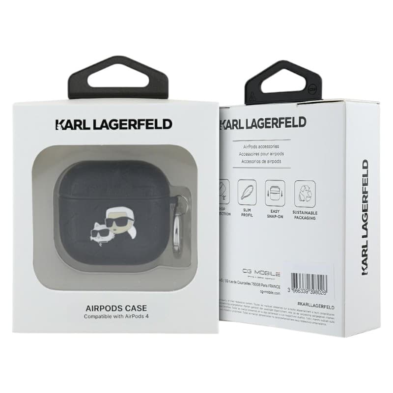Karl Lagerfeld Monogram Karl & Choupette Head - AirPods 4 Case (black) 3