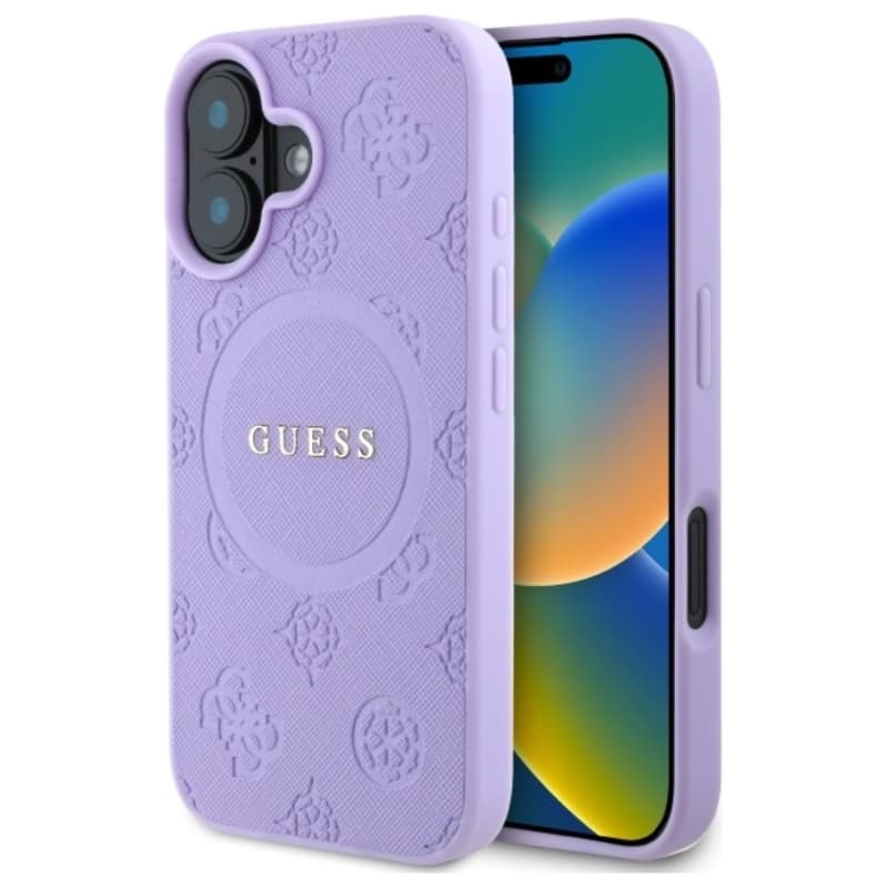 Guess Saffiano Peony Classic Logo MagSafe - Case for iPhone 16 (purple) 1
