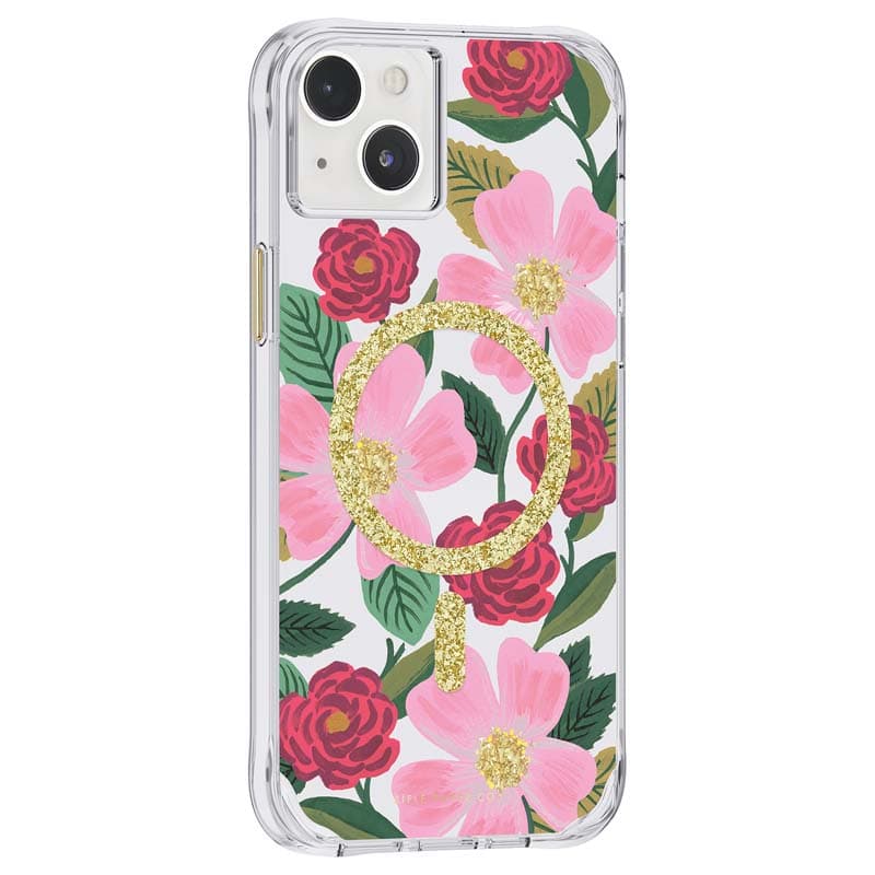 Rifle Paper Clear MagSafe - Case decorated in gold for iphone 14 Plus (Rose Garden) 2