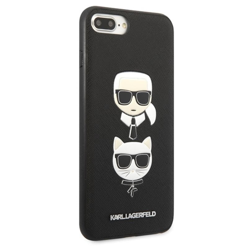 Karl Lagerfeld Saffiano Karl & Choupette Heads - Case for iPhone 8 Plus / 7 Plus (Black) 4
