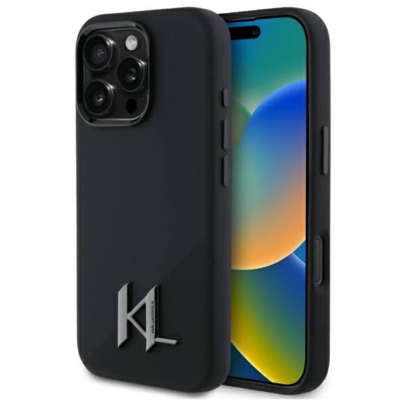 Karl Lagerfeld Silicone Shadow Metal Initial MagSafe - Case for iPhone 16 Pro Max (black)