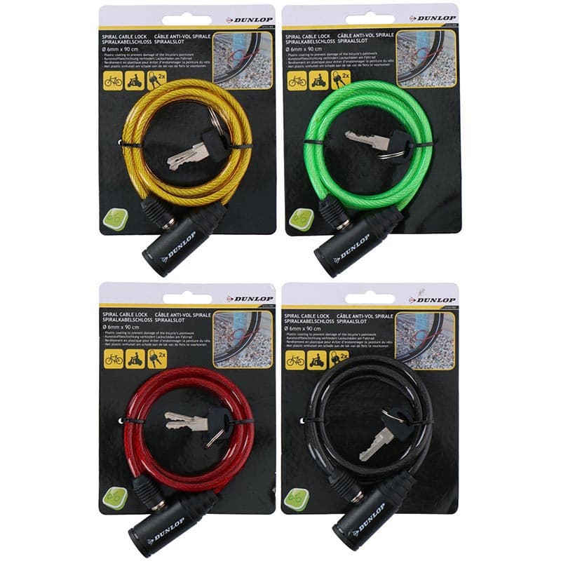 Dunlop - Keyed spiral bike lock (Yellow) 4