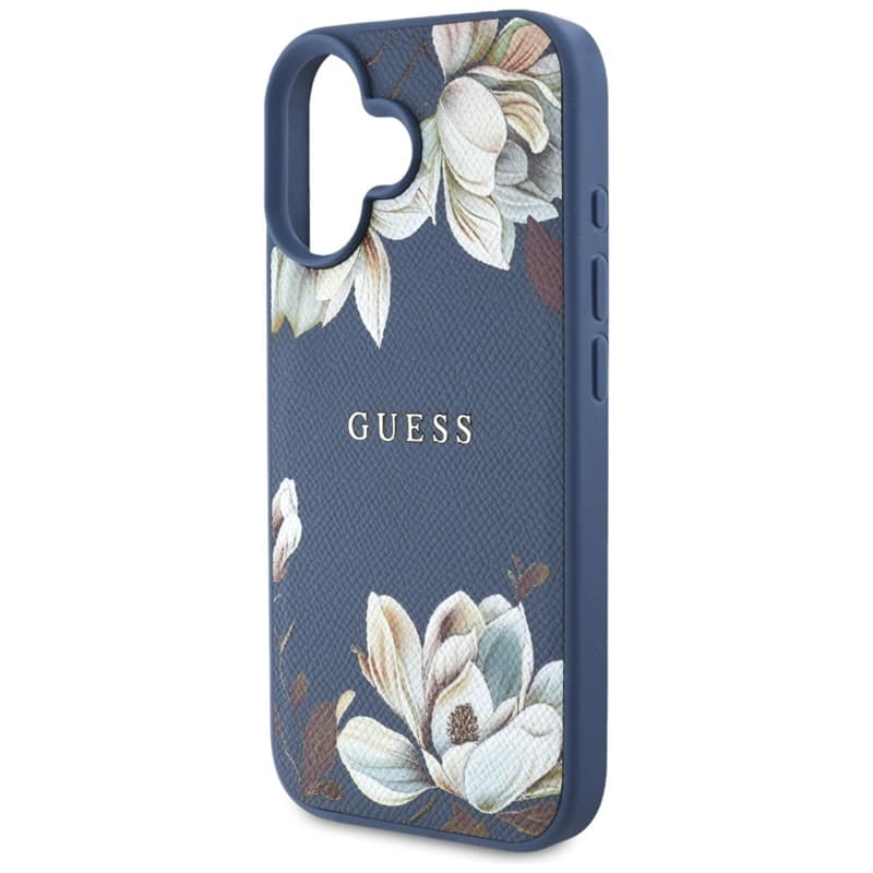 Guess Grained Printed Flower Pattern MagSafe - Case for iPhone 16 (blue) 6
