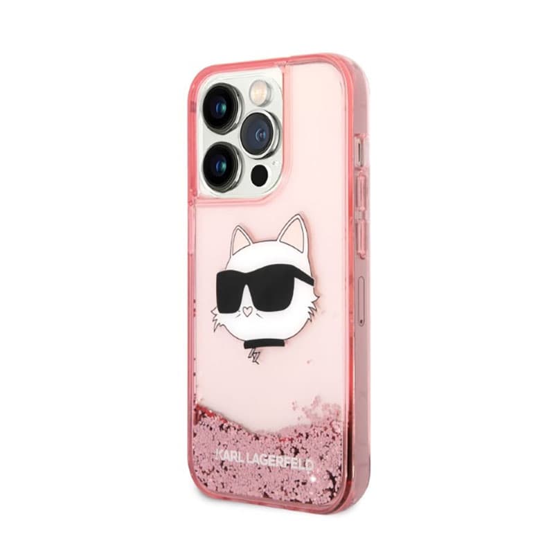 Karl Lagerfeld Liquid Glitter NFT Choupette Head - Case for iPhone 14 Pro (Pink) 2