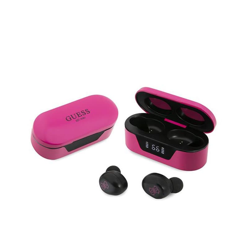Guess True Wireless Earphones BT5.0 5H - TWS earphones + charging case (magenta) 1
