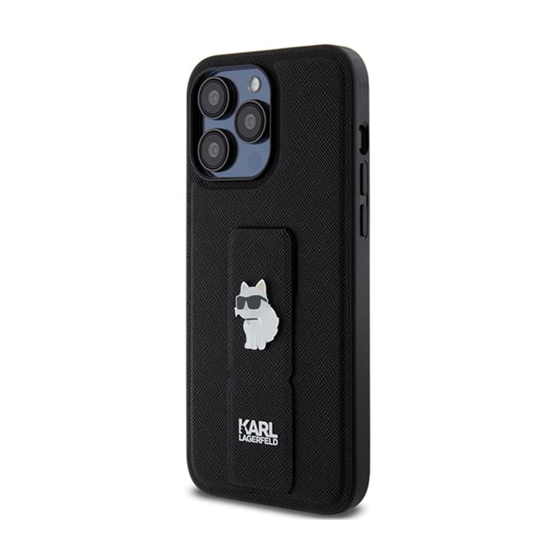 Karl Lagerfeld Gripstand Saffiano Choupette Pins - iPhone 13 Pro Case (black) 2